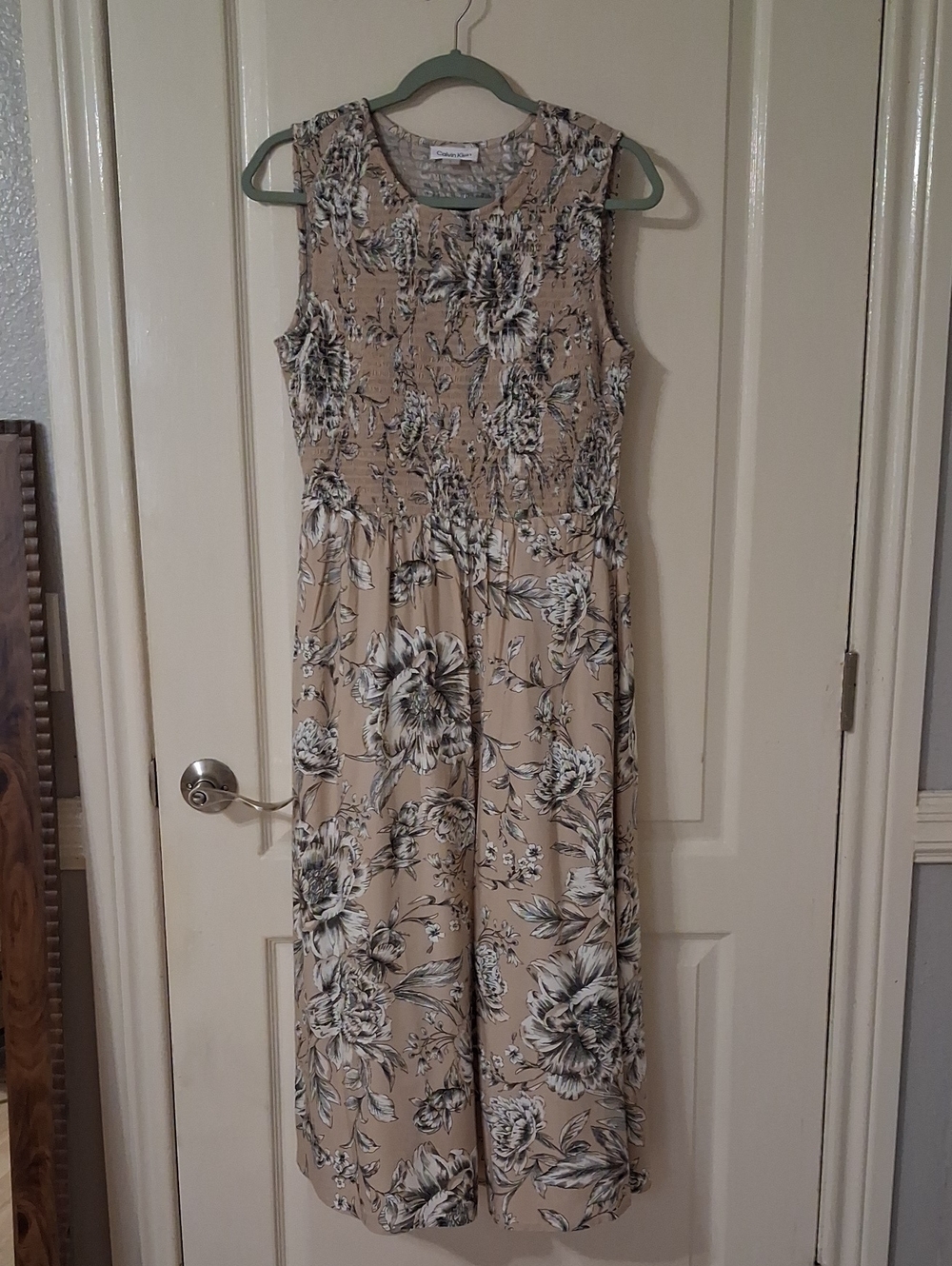 Calvin Klein Beige Floral Sleeveless Dress